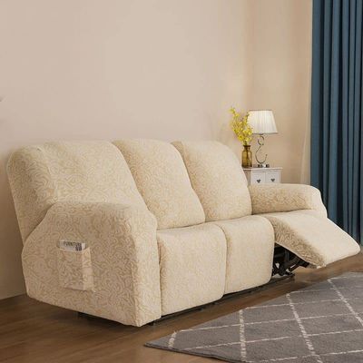 1/2/3 Seater Stretch Recliner Sofa Cover Jacquard Recliner Sofa Cover Thicken Spandex Sofa Cover with Elastic Bottom Furniture Protector Jacquard Highly Elastic Washable Anti-Slip Four Seasons ( Color