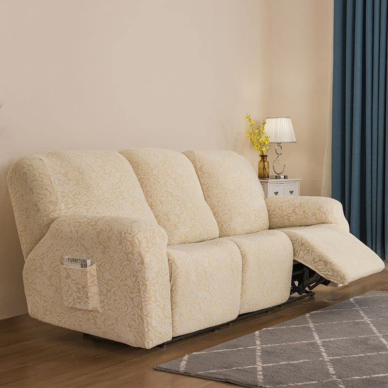 1/2/3 Seater Stretch Recliner Sofa Cover Jacquard Recliner Sofa Cover Thicken Spandex Sofa Cover with Elastic Bottom Furniture Protector Jacquard Highly Elastic Washable Anti-Slip Four Seasons ( Color