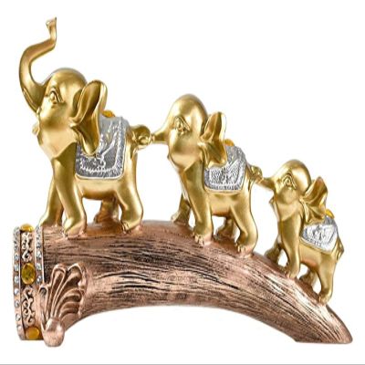 ALDEPO Sculpture Tabletop Resin Elephants Sculpture for dcor and Premium Housewarming Gift Lucky Elephants Figurine Decor (Color : Gold)