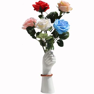 MCHDMI Ceramic Vase, Creative Hand-Shaped Flower Vase, Tabletop White Arm Vase for Home Office Decoration