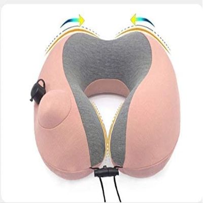GIENEX Inflatable Travel Pillow Neck Cushion for Airplane or Car Travel,Washable Pillowcase U Shaped Office Napping Pillow with Earplugs and Eye Mask for Airplanes Cars Buses Trains Office
