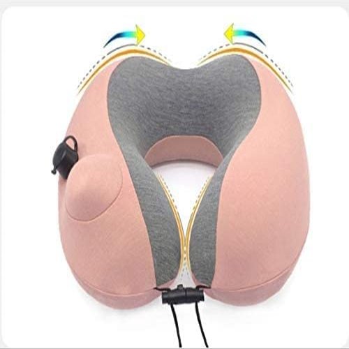 GIENEX Inflatable Travel Pillow Neck Cushion for Airplane or Car Travel,Washable Pillowcase U Shaped Office Napping Pillow with Earplugs and Eye Mask for Airplanes Cars Buses Trains Office