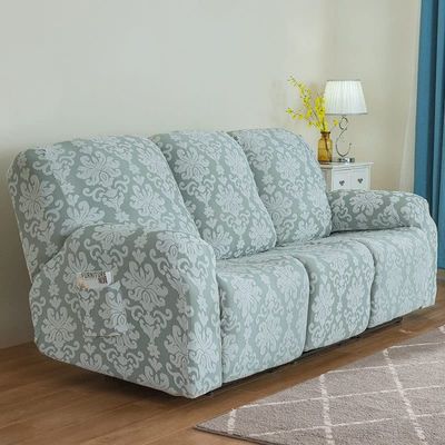 1/2/3 Seater Stretch Recliner Sofa Cover Jacquard Recliner Sofa Cover Thicken Spandex Sofa Cover with Elastic Bottom Furniture Protector Jacquard Highly Elastic Washable Anti-Slip Four Seasons ( Color
