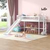 Bellemave Twin Size Low Loft Bed with Slide Wood Junior Loft Beds Frame with Ladder and Guardrails for Kids Boys Girls, White, White with Slide view 1