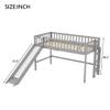Bellemave Twin Size Low Loft Bed with Slide Wood Junior Loft Beds Frame with Ladder and Guardrails for Kids Boys Girls, Gray, Gray with Slide view 2