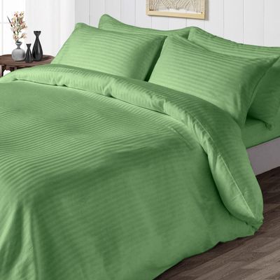 DIFFERENT SHEETING 3 Piece Duvet Cover Set - 100% Egyptian Quality Cotton Bedding & 600 Thread Count with Zipper Closure Quilts & Comforters Cover Set - Sage Stripe, King.