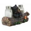 1 Pcs Of Baby Bear Cub Sitting In Log With Squirrel Salt And Pepper Shakers Holder Statue view 2