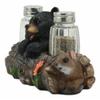 1 Pcs Of Baby Bear Cub Sitting In Log With Squirrel Salt And Pepper Shakers Holder Statue view 4