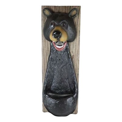 1 Pcs Of Rustic Western Black Bear Wall Beer Bottle Metal Opener With Rest