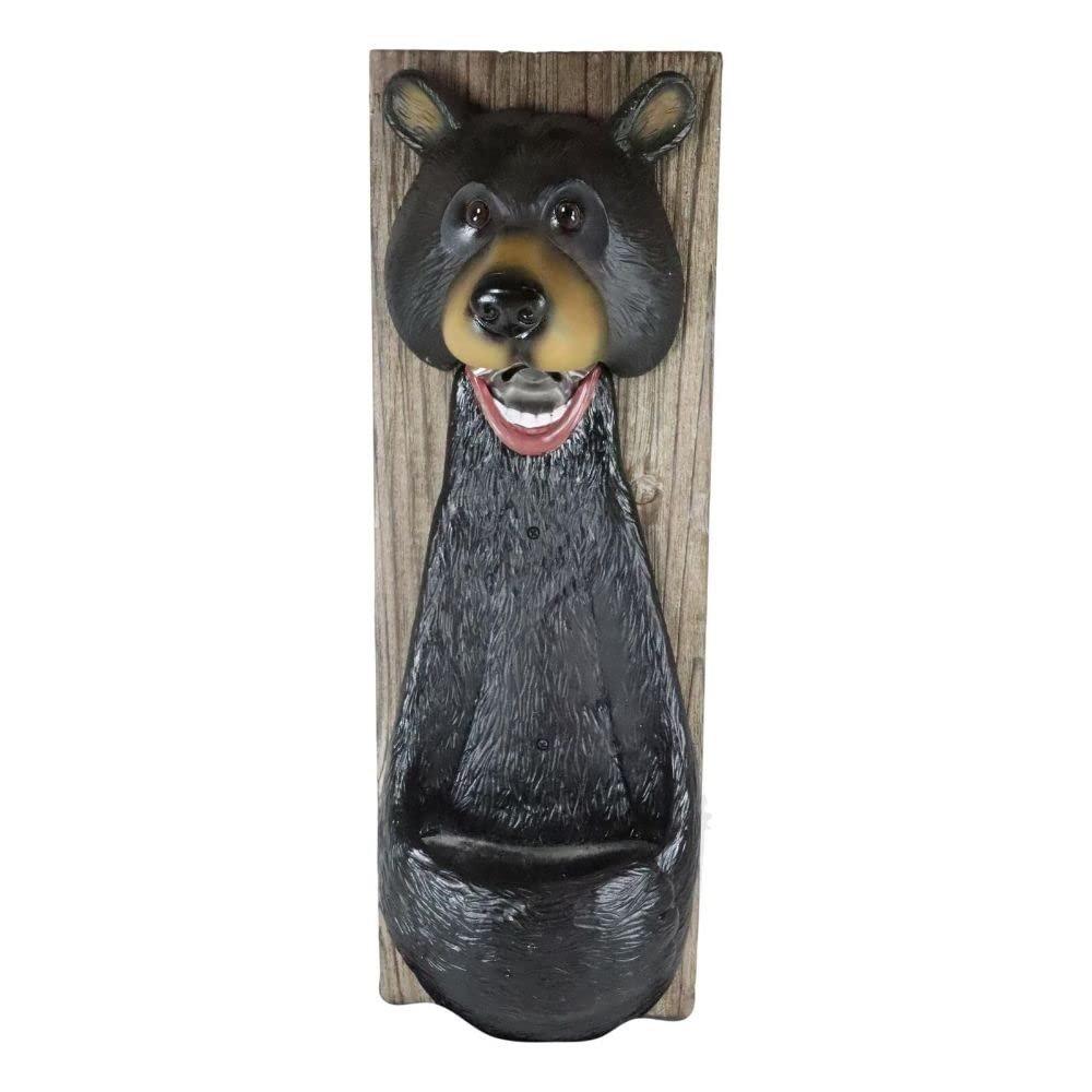 1 Pcs Of Rustic Western Black Bear Wall Beer Bottle Metal Opener With Rest
