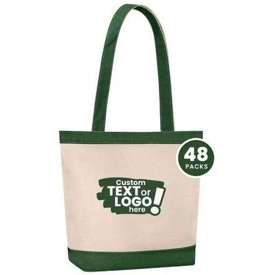 CUSTOMIZE123 Personalized Tote Bag, Large Custom Tote Bag, Cotton Cloth Bag Tote Bag Aesthetic Canvas Bags, Beach Tote, Reusable Grocery Bags, Shopping bags, Hunter Green 36Pk