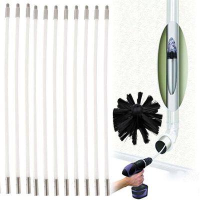 chimney sweep kit Dryer Vent Cleaning Drain Rod Set,Chimney Sweep Brushes Kit, Electrical Drill Drive Nylon Sweeping Brush For Chimneys Flue Fireplace Stove,410 Mm,12 Rods ( Color : 12 Rods , Size : 4