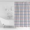 Blue Pink Plaid Shower Curtain Set - Small 36" x 72" Washable Bathtub Curtain with 12 Hooks, Simple Cream Blue Pink Checkered Waterproof Fabric Stall Shower Curtains for Bathroom/Bathtub Dcor view 3
