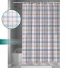 Blue Pink Plaid Shower Curtain Set - Small 36" x 72" Washable Bathtub Curtain with 12 Hooks, Simple Cream Blue Pink Checkered Waterproof Fabric Stall Shower Curtains for Bathroom/Bathtub Dcor view 4
