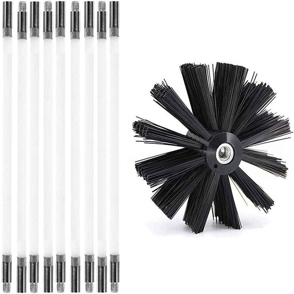 chimney sweep kit Chimney Sweep Kit, 6/9/12/15 Flexible Rods Chimney Brush, Electrical Rotary Drill Drive Sweeping Cleaning Tool Kits For Cleaning Dryer Vent/Duct,610mm,12 Rods ( Color : 9 Rods , Size