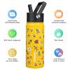 BJPKPK Insulated Water Bottle with Straw Lid, 18 oz Stainless Steel Metal Water Bottles, Reusable Leak Proof BPA Free Water Bottles, Cups, Thermo, Hawaii Fruits-Yellow view 2