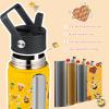 BJPKPK Insulated Water Bottle with Straw Lid, 18 oz Stainless Steel Metal Water Bottles, Reusable Leak Proof BPA Free Water Bottles, Cups, Thermo, Hawaii Fruits-Yellow view 3