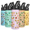 BJPKPK Insulated Water Bottle with Straw Lid, 18 oz Stainless Steel Metal Water Bottles, Reusable Leak Proof BPA Free Water Bottles, Cups, Thermo, Hawaii Fruits-Purple view 1