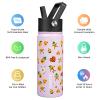 BJPKPK Insulated Water Bottle with Straw Lid, 18 oz Stainless Steel Metal Water Bottles, Reusable Leak Proof BPA Free Water Bottles, Cups, Thermo, Hawaii Fruits-Purple view 2