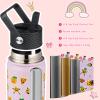 BJPKPK Insulated Water Bottle with Straw Lid, 18 oz Stainless Steel Metal Water Bottles, Reusable Leak Proof BPA Free Water Bottles, Cups, Thermo, Hawaii Fruits-Purple view 3