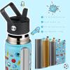 BJPKPK Insulated Water Bottle with Straw Lid, 15 oz Stainless Steel Metal Water Bottles, Reusable Leak Proof BPA Free Water Bottles, Cups, Thermo, Playground view 3