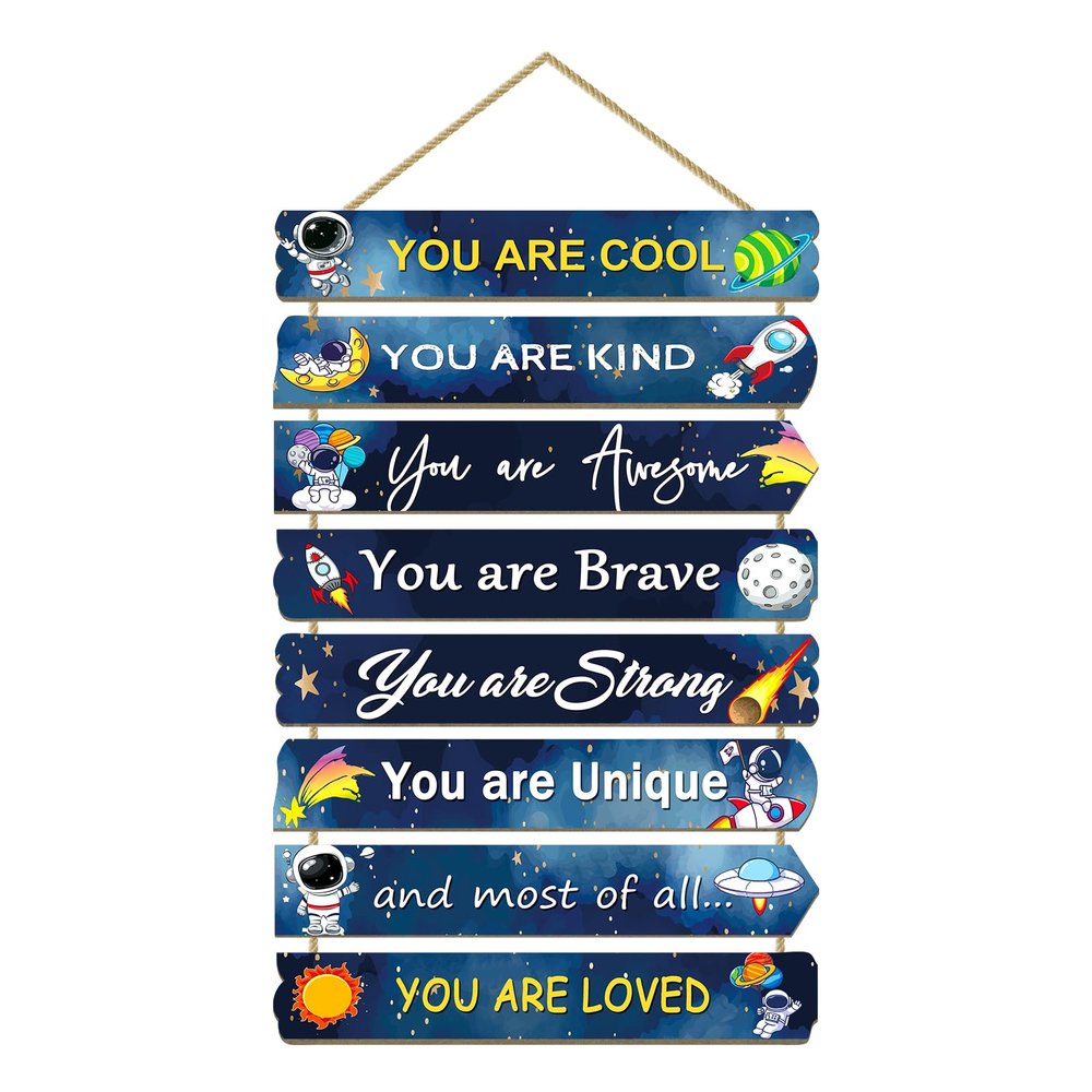 8 PCS Wood Sign Kids Room Decor (Space)