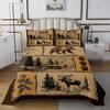 Feelyou Wildlife Bedspread Retro Moose Cabin Print Kids Quilted Coverlet for Boys Girls Rustic Western Coverlet Set Breathable Farmhouse Wild Animal Quilted Room Decor King Size view 2