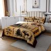 Feelyou Wildlife Bedspread Retro Moose Cabin Print Kids Quilted Coverlet for Boys Girls Rustic Western Coverlet Set Breathable Farmhouse Wild Animal Quilted Room Decor King Size view 3