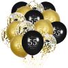 55th Birthday Balloons for Men, 15 Pcs Black Gold Happy 55th Birthday Balloons, Black Gold 55th Birthday Party Decorations Balloons for Men Women 55th Birthday Decor view 1