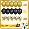 55th Birthday Balloons for Men, 15 Pcs Black Gold Happy 55th Birthday Balloons, Black Gold 55th Birthday Party Decorations Balloons for Men Women 55th Birthday Decor view 2
