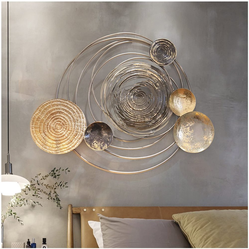 Metal Wall Art Decor Planets 3D Hanging Wall Sculpture, Modern Retro Handcrafted Iron Large Wall Decoration for Home, Living Room, Bedroom, Study, Hotel, Office, 115.5x97cm/45.5X 38.1 in