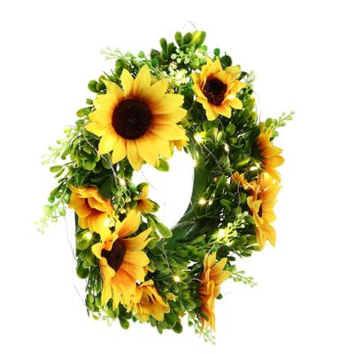 OSALADI 1pc Artificial Sunflower Wreath Lights Holiday Hanging Lamp for Door Window and Ceiling Decor Chic Garland Pendant for Party and Festive Celebrations Lightweight Floral Arrangement