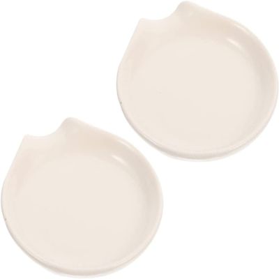 2pcs Spoon Rest Accessory Tray White Serving Tray Scoop Holder Smooth Scoop Rest Spoon Support White Ceramics Small Spoon Delicate Scoop Holder Chopstick Rest