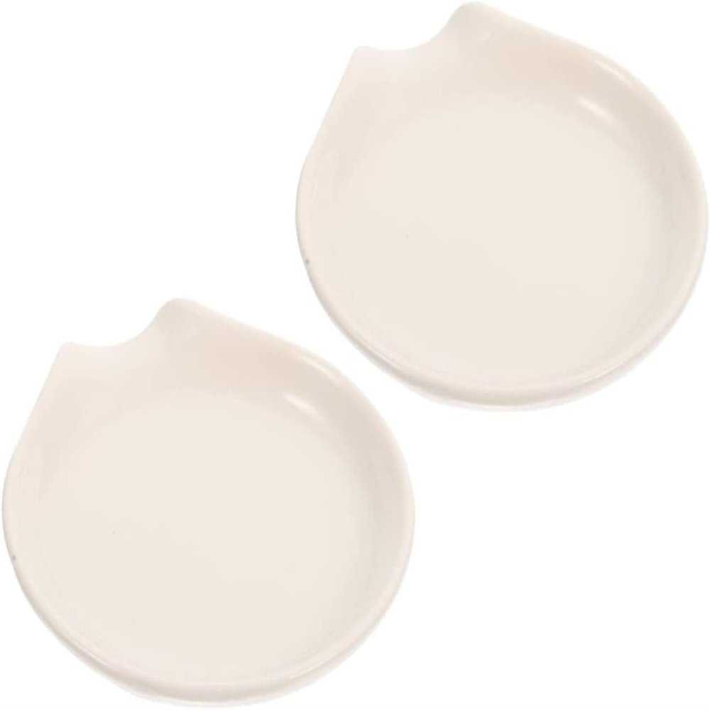 2pcs Spoon Rest Accessory Tray White Serving Tray Scoop Holder Smooth Scoop Rest Spoon Support White Ceramics Small Spoon Delicate Scoop Holder Chopstick Rest
