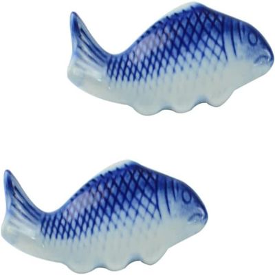 Chinese Decor Ceramic Chopsticks Holder Rest Stand: Fish Chopstick Rack Pillow 2pcs Spoon Fork Rest Tableware Server for Home Kitchen Nautical Mediterranean Chopstick Rest