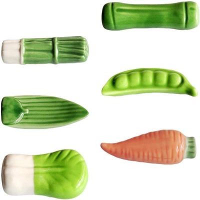Chopstick Rest Vegetable 6pcs Ceramics Chopstick Stand Holder Vegetable Design Chopsticks Rest Chopsticks Holder Spoon Display Rack Ceramic Chopstick Stand Chopstick Rest