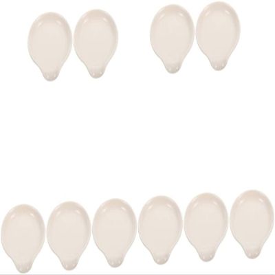 10 Pcs Spoon Rest White Serving Tray Accessory Tray Delicate Scoop Holder Soup Spoon Holder Dinner Scoop Rest Ceramics Table Spoon White Compact Spoon Chopstick Rest