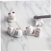 12 Pcs Japandi Decor White Decor Hand Decor Ceramic Chopstick Stand Spoon Fork Holder Rest Paint Brush Rest Animal Spoon Rest Lucky Cat Ceramic Chopsticks Holde Chopstick Rest view 4