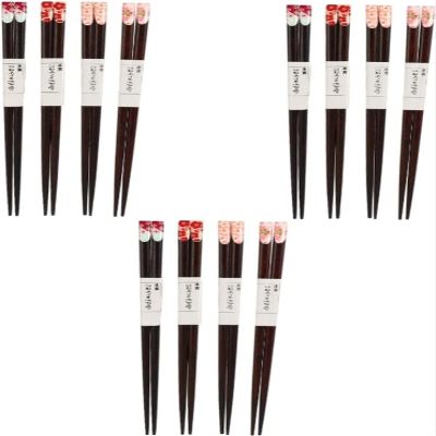 12 Pairs Japanese Style Chopsticks Travel Cutlery China Set Camping Dinnerware Camping Silverware Kitchen Wooden Tableware Travel Chopsticks Wood Printed Chopstick Rest