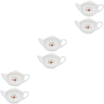6 Pcs Tea Bag Saucer White Tea Bags Ring Tray for Jewelry Dessert Trays Coffee Spoon Tea Sachet Holder Teabag Storage Tea Balls Plate Tea Coasters Tea Bag Holder Chopstick Rest