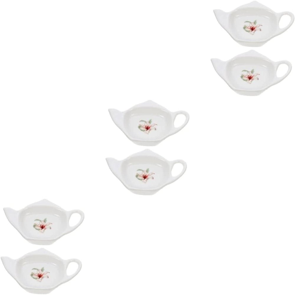 6 Pcs Tea Bag Saucer White Tea Bags Ring Tray for Jewelry Dessert Trays Coffee Spoon Tea Sachet Holder Teabag Storage Tea Balls Plate Tea Coasters Tea Bag Holder Chopstick Rest