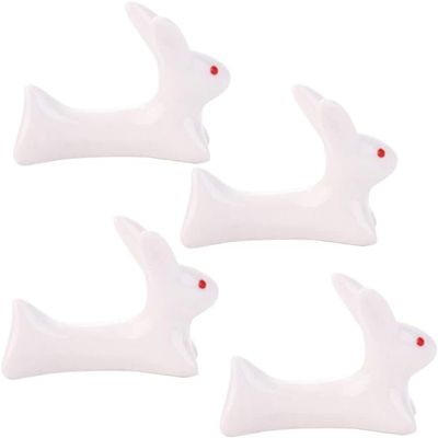8pcs Rabbit Chopstick Rest Bunny Chopstick Rest Holder Easter Bunny Decoration Porcelain Dinner Spoon Rest Chopsticks Chopstick Rest