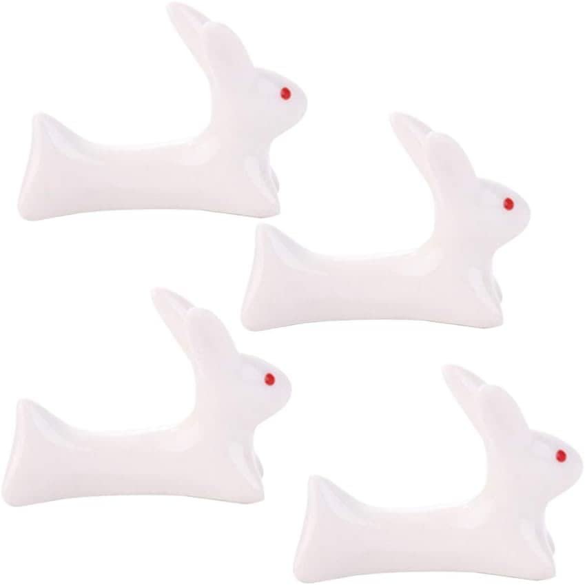 8pcs Rabbit Chopstick Rest Bunny Chopstick Rest Holder Easter Bunny Decoration Porcelain Dinner Spoon Rest Chopsticks Chopstick Rest