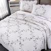 vctops 3-Piece Elegant Floral Embroidered Bedspread Coverlet Set 100% Cotton Reversible Patchwork 1 Quilt and 2 Pillow Shams Full/Queen, Purple view 3