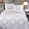 vctops 3-Piece Elegant Floral Embroidered Bedspread Coverlet Set 100% Cotton Reversible Patchwork 1 Quilt and 2 Pillow Shams Full/Queen, Purple view 4