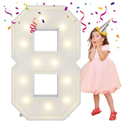 4FT Light Up Numbers Letters, Mosaic Numbers for Balloons, Giant Mosaic Balloon Number 8 for Happy 18th Birthday Decorations, 80th Birthday Decor for Women Men, Anniversary Decor