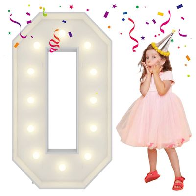 4FT Light Up Numbers Letters, Mosaic Numbers for Balloons, Giant Marquee Numbers, Mosaic Balloon Number 0 for 30th 50th Birthday Decorations,60th Anniversary 2026 Graduation Party Decor