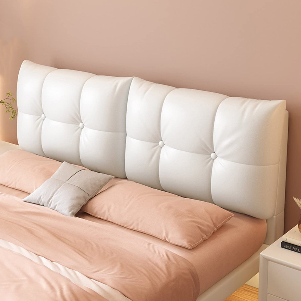 ZZYK Headboard Upholstered Rectangular Bedside Cushion Reading Pillow Removable Bed Backboard Pillow Large Bed Support Bolster for Daybed Bunk Bed,White,with Headboard 35.4"