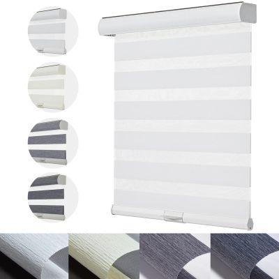 Persilux Cordless Zebra Blinds for Windows Shades with Jacquard Pattern Sheer Shades Room Darkening Thermal Insulated Roller Shades for Home, Kitchen and Door, Easy to Install (40.5"W x 36"H, White)