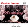 Custom Rose Gold Happy 35th Birthday Decoration Banner - Large Sizes-Personalization with Name and Photo Supported view 2